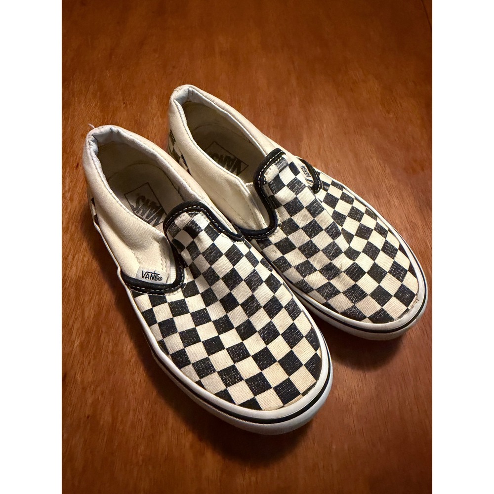 Vans Kids Classic Slip-On Checkerboard Black and White Sneakers